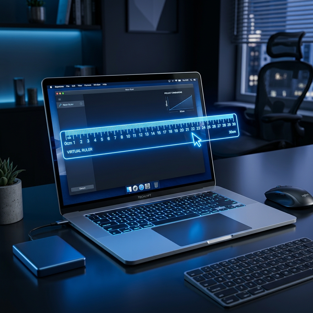 linijka online w skali 1:1 na ekranie laptopa